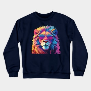 Vibrant Lion: A Psychedelic Pop Art Masterpiece Crewneck Sweatshirt